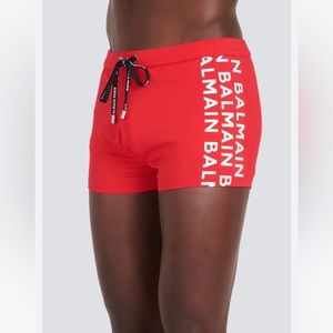 BALMAIN***Men’s Red Swim Trunks***Med. $425